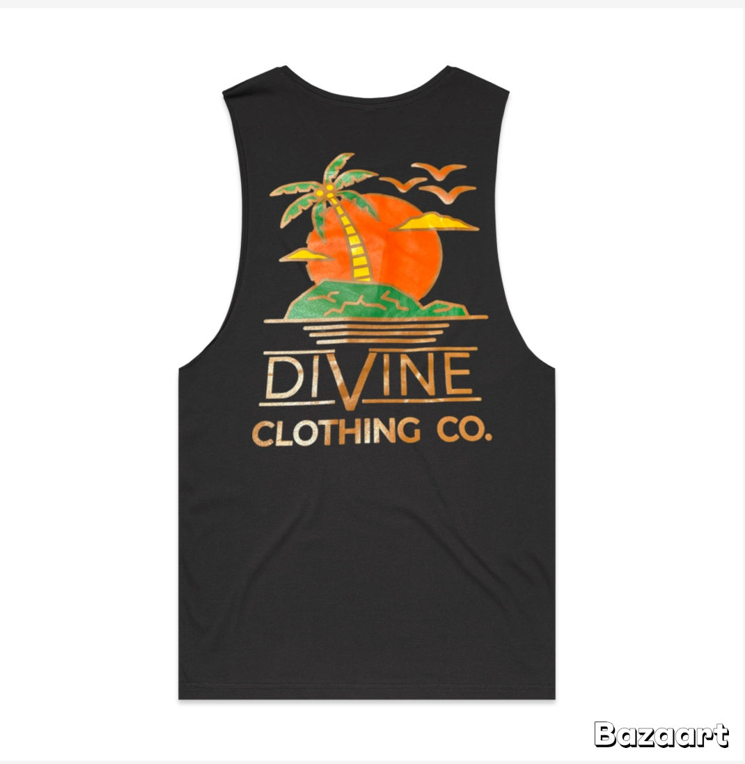 Divine Palm Tree Tank Top Coal