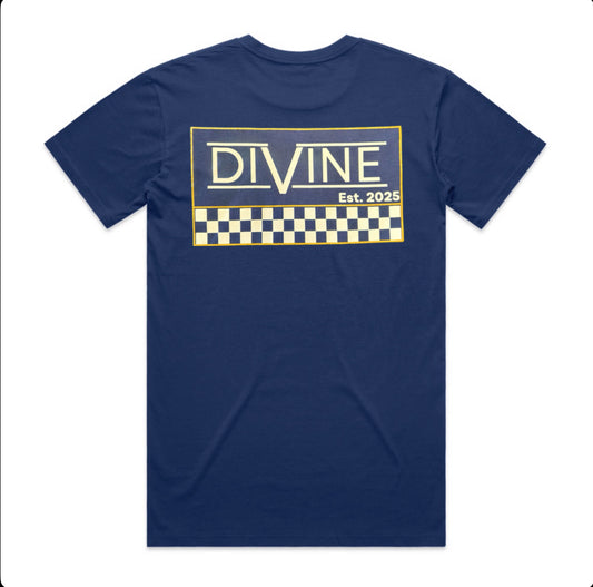 Divine Checkered Cobalt Blue T-Shirt